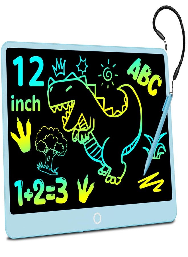 Electight 12 inch LCD Writing Tablet for Kids, Colorful Doodle Boards, Eye Protection Electronic Drawing Pads with Lock & Erase FUNC, Educational Toys for Boys and Girls 3-8 Years Old (Blue) - Image 1